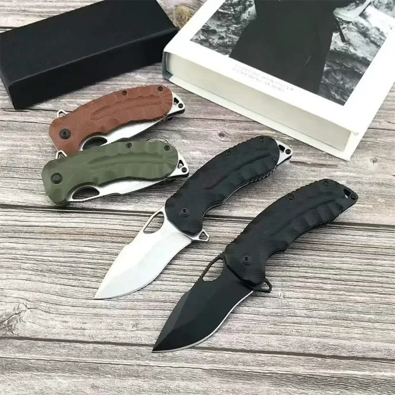 Flipper Pocket Folding Knife CTS-XHP Satin Plain Blade Linen Micarta Handle Hunting Tactical Survival Self-defense Kinves Tools