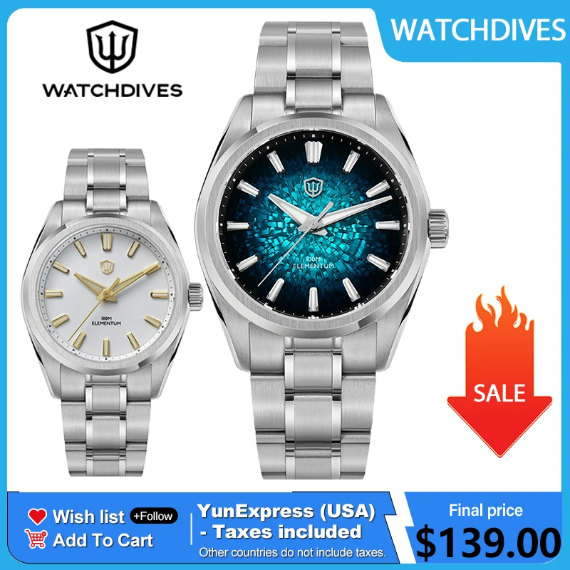 Watchdives WD0003C 38mm Men Watch VH31 Sweep Seconds Quartz Movement Sapphire Ice Crack Dial Luminous 10Bar Waterproof Watches