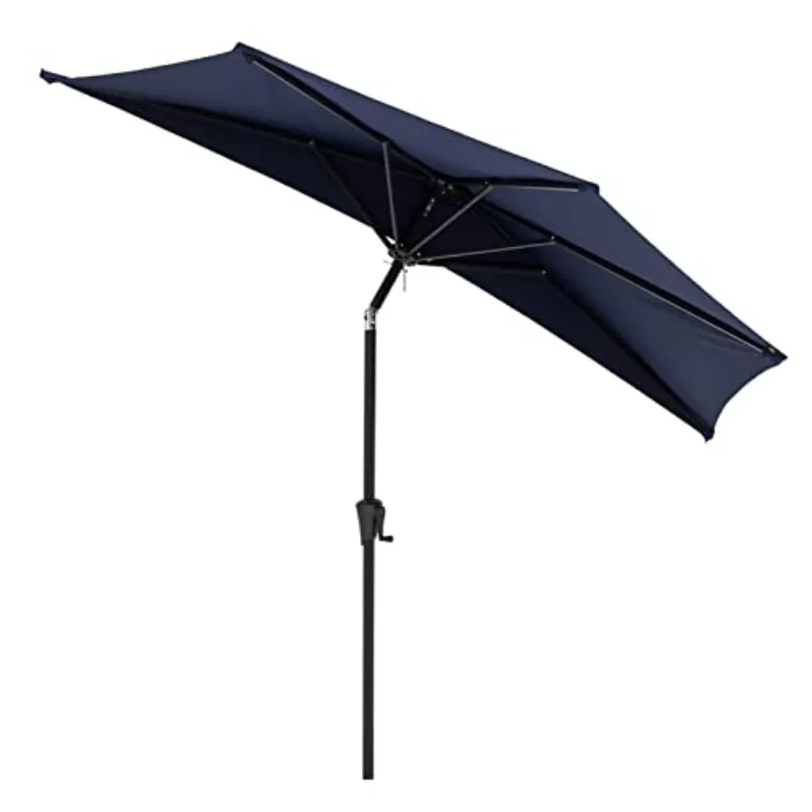 

9 Feet Small Half Round Wall Outdoor Market Patio Umbrella with Tilt and Crank for Garden, Deck, Balcony