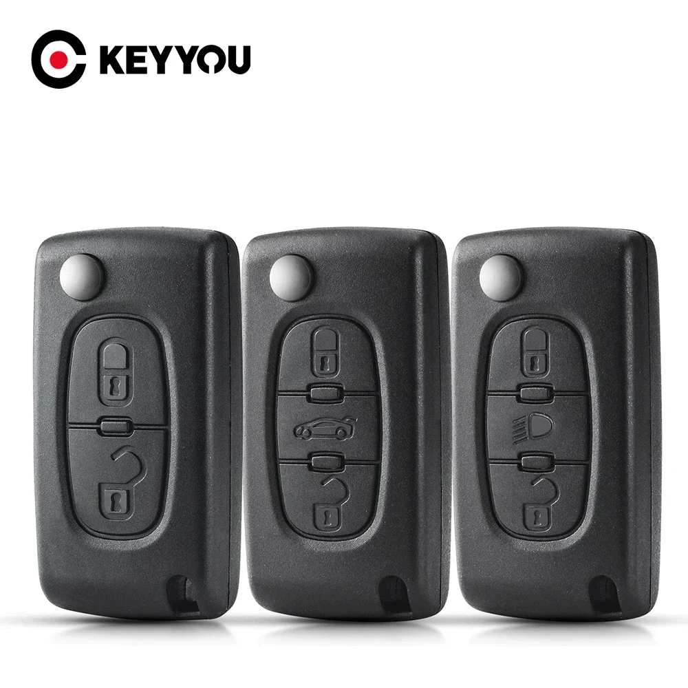 KEYYOU 30X Remote key Case For Peugeot 207 307 308 407 607 807 For Citroen C2 C3 C4 C5 C6 Flip Folding Car Shell 2/3/4 Buttons