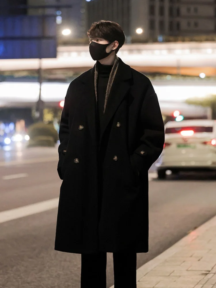 

Мужское осенне-зимнее утепленное шерстяное пальто, повседневное, длинное, ниже колена, молодежное, теплое, модное, для детей и подростков