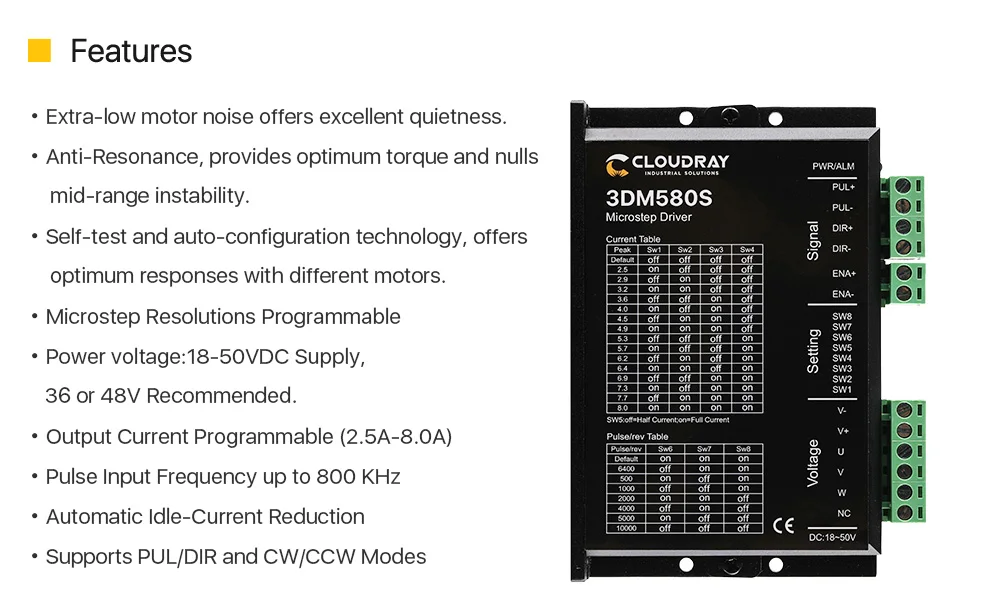 Cloudray 3 Phase 3DM580S Schrittmotor Fahrer Liefern Spannung 24-50VDC Ausgang 1,0-8,0 EIN Strom – Detail 1