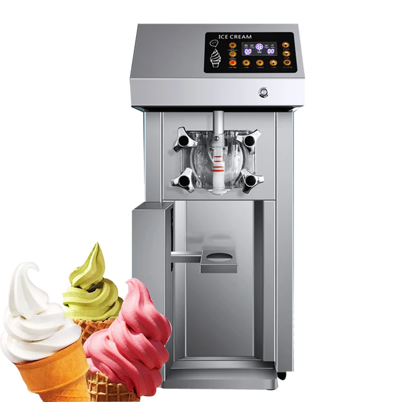 Commercial Ice Cream Machine Yield 1250W Single Flavor Countertop Soft Serve Ice Cream Maker With Large Capacity Hopper