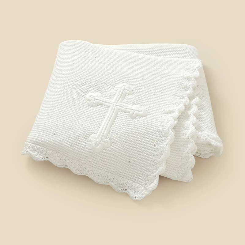 Neugeborenen-Babydecke aus Baumwollstrick, 100x80cm, für Jungen und Mädchen, Kinderwagen-Wickeldecke, Modische Einfarbige Warme Decke