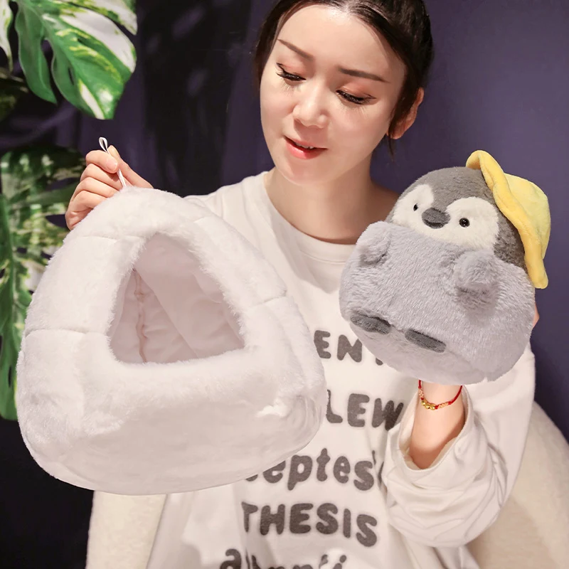 Cute Penguin Nest Plush Toy Stuffed Fluffy Narwhal Penguin Soft Doll Plush Animals with Nest Toy Birthday Gift Home Decor