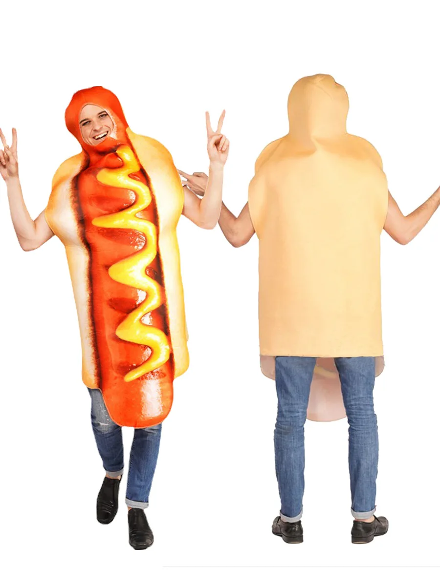 Hot Dog Cosplay Funny 3D Print Cartoon Doll Costumes Kids Adult One-piece Stage Character Performance Party Unisex Role Playing