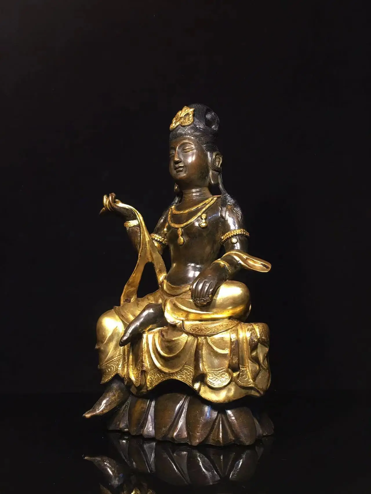 Antique Chinease copper Goddess of liberty Buddha statue, Handicrafts, best collection&adornment, Free shipping