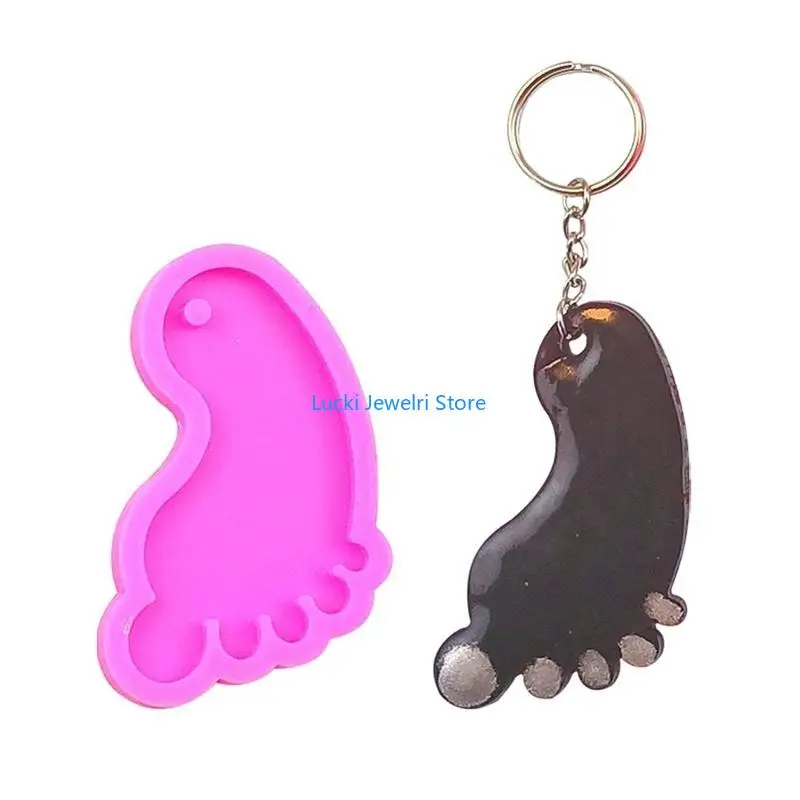 

193E Small Foot Ornament Resin Casting Silicone Mold Woman Keychain Decorative Pendant Jewelry Mold for DIY Crafts