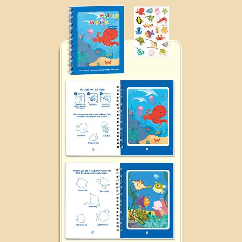 كتاب تلوين مائي قابل لإعادة الاستخدام للسفر كتاب ألوان مائية مع قلم مستلزمات فنية تعليمية للحرف اليدوية في الفصل الدراسي والتعلم في مرحلة ما قبل المدرسة