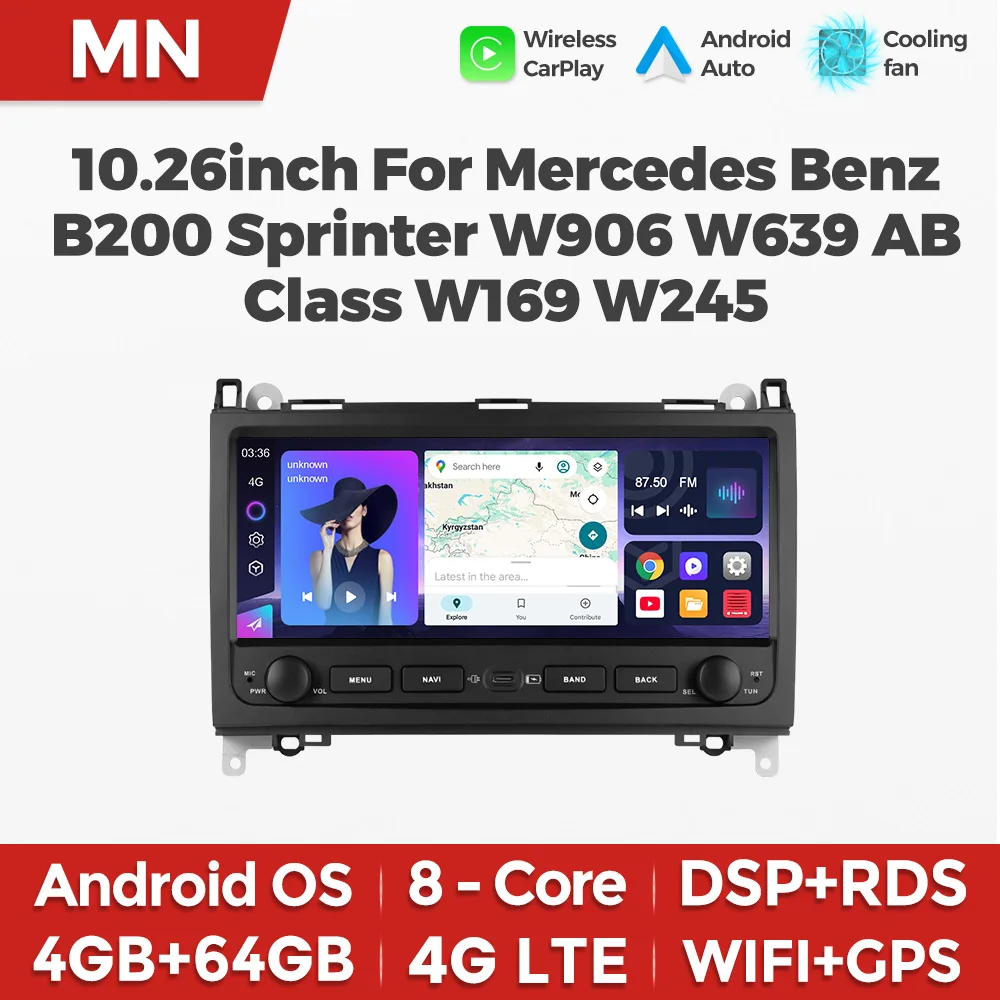 MEKEDE 10.26'' Car Radio For Mercedes Benz B200 Sprinter W906 W639 A B Class W169 W245 Carplay 2 DIN stereo 4/8 Core Head Unit