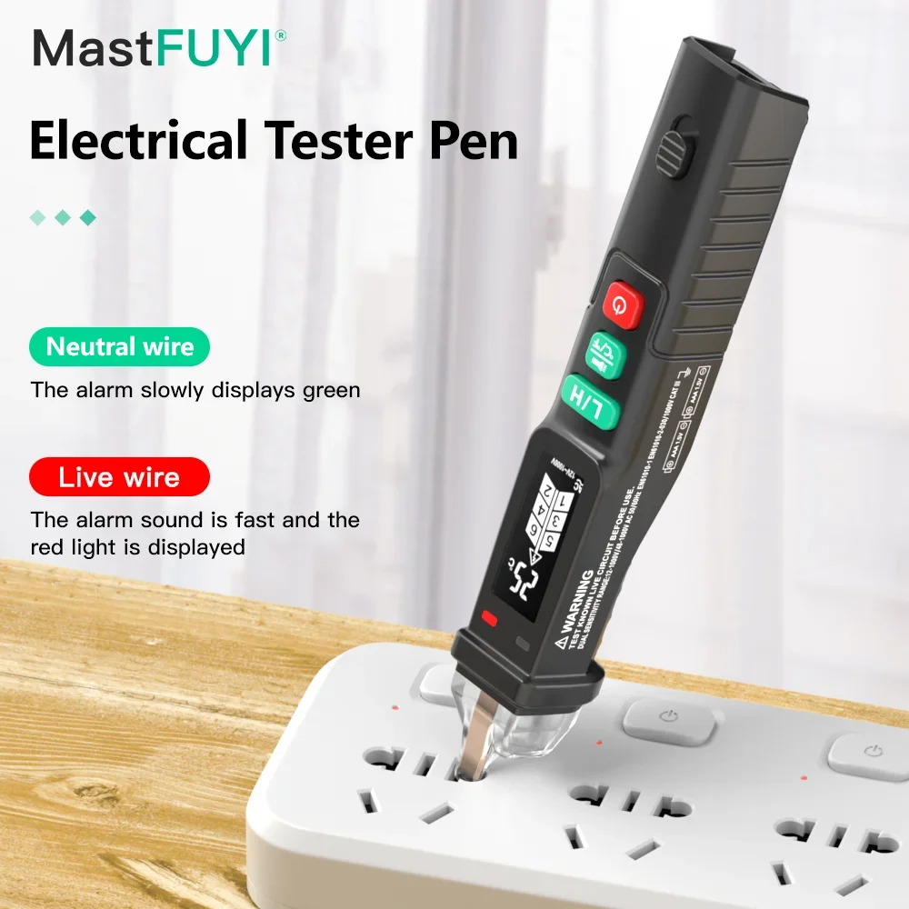 

MASTFUYI FY18D Non-Contact Voltage Detector Electrical Pen AC Voltage Tester LCD Digital Display Smart Breakpoint Finder 1000V