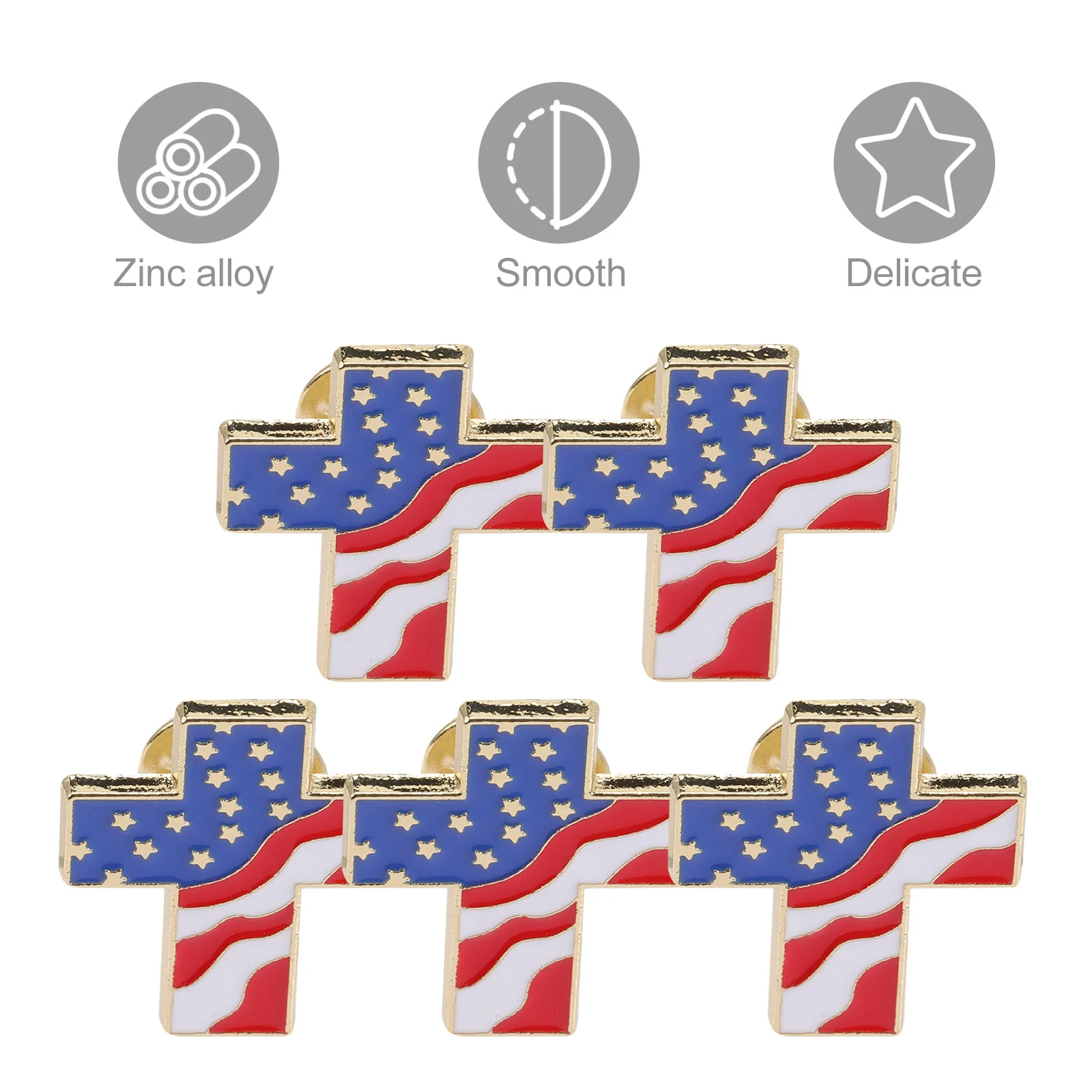 5 Pcs Independence Day Badge Corsage Flag US American Lapel Clothing Woman