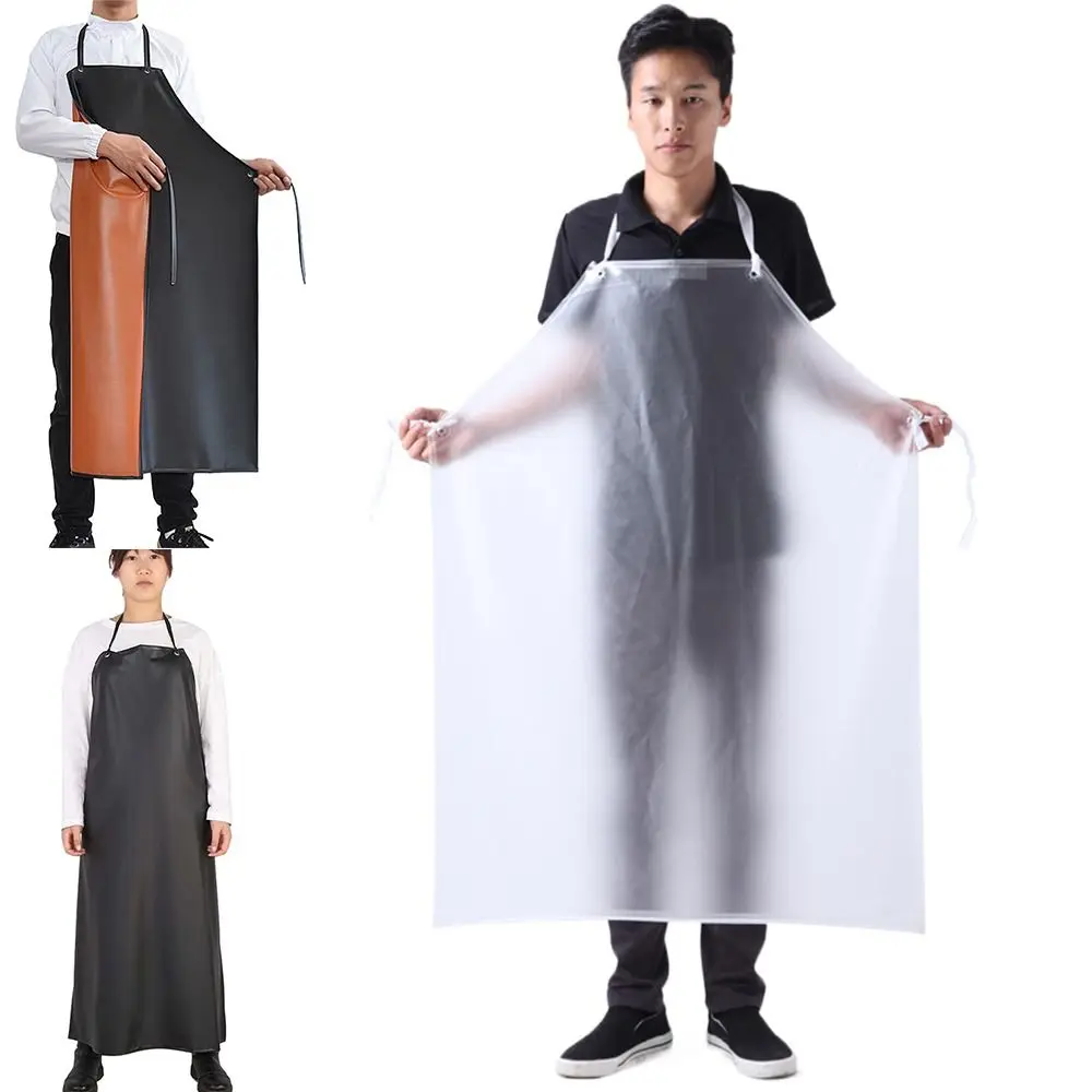 PVC Thickened Apron Wear-resistant Waterproof Cooking Chef Apron Household Cleaning Oil-proof Work Cover Garden