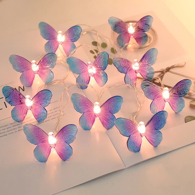 1,5 m 10 LED Schmetterling Lichterketten Mädchen Zimmer Nacht Lampe Girlande Geburtstag Party Hochzeit Decorat Kinder Favor Outdoor Laterne