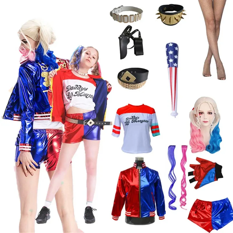 Bear House A 002, женская куртка для косплея Harley, брюки, рубашка, костюм Quinn для детей и взрослых, отряд злодея, сбор, новинка 2025 года Q7Q8