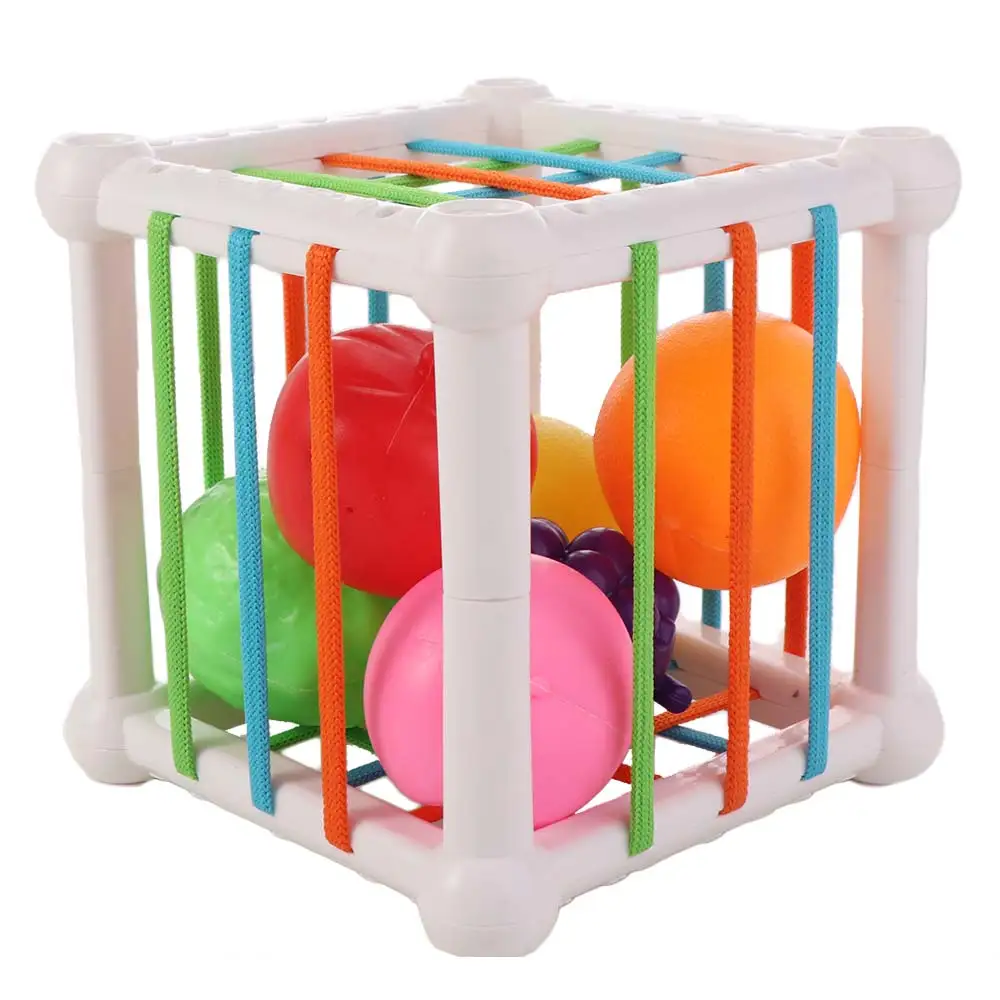 With Colorful Fruits Baby Montessori Sensory Simulation Fine Motor Skill Shape Sorter Cube Baby Early Education