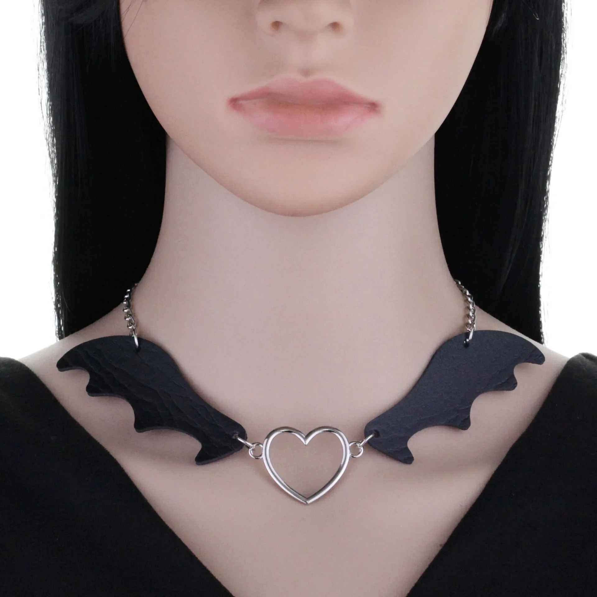 Punk Gothic Personality Retro Bat wings Multicolored Metal chain Leather Adjustable Necklace Clavicle chain  Non-mainstream