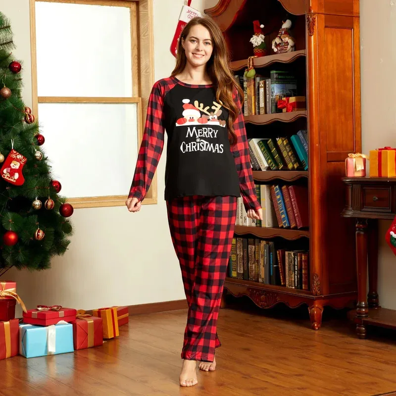 Christmas Pajamas Family Look Outfits Santa Claus Print Und…