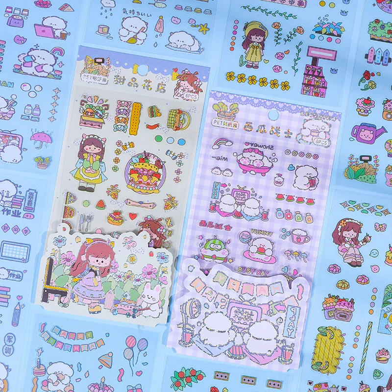 6pcs/pack PET waterproof material Scrapbooking Stickers DIY pattern Decorative Stationery Stickers Creative ledger sticker set