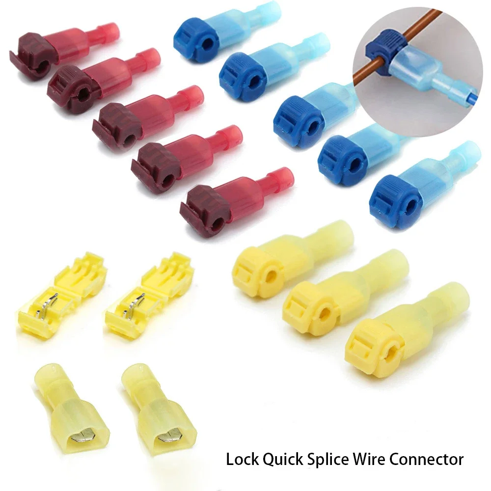 20/60/90PCS T Type Electrical Connector Fast Wire Connectors Splice Insulated Quick Electrical Cable Connectors Snap Splice Lock