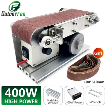 400W small abrasive belt machine electric sanding belt grinder desktop multi-function polisher woodworking sanding machine tools