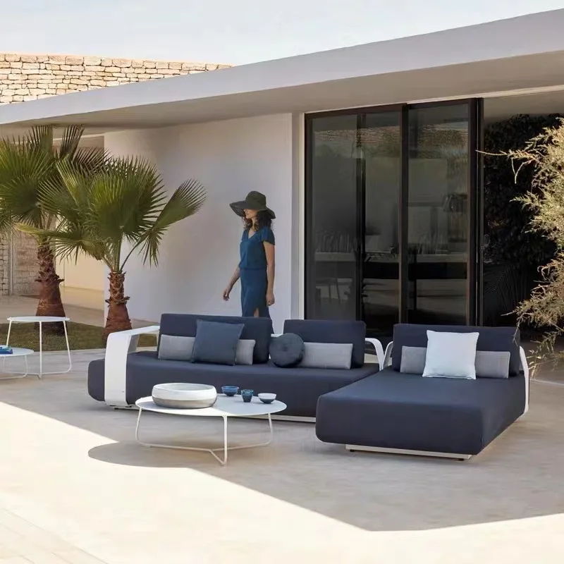 Sofa Set Custom Outdoor Sofa Courtyard Aluminum Alloy Leisure Sofa Combination Balcony Waterproof And Sunscreen Outdoor Furnitur