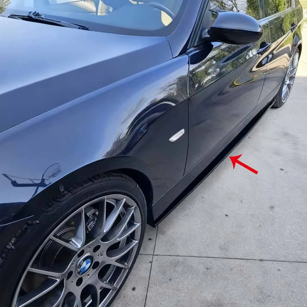 

4 шт., глянцевая черная боковая юбка, удлинители для BMW 3 серии E90 E92 E93 M3 2005-2013, боковой бампер, крылышко, спойлер, защитные детали