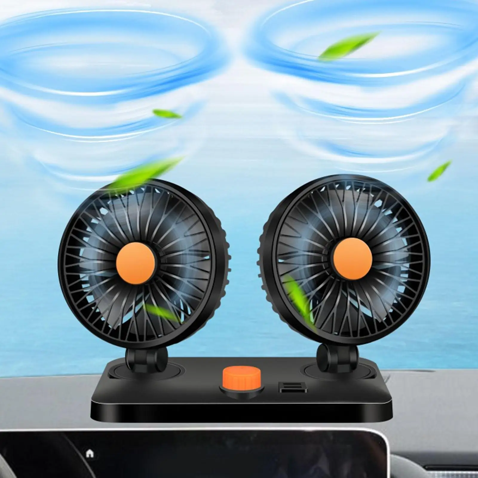 Auto Cooling Fan Strong Wind Rotatable Quiet Desk Fan for Truck RV Van