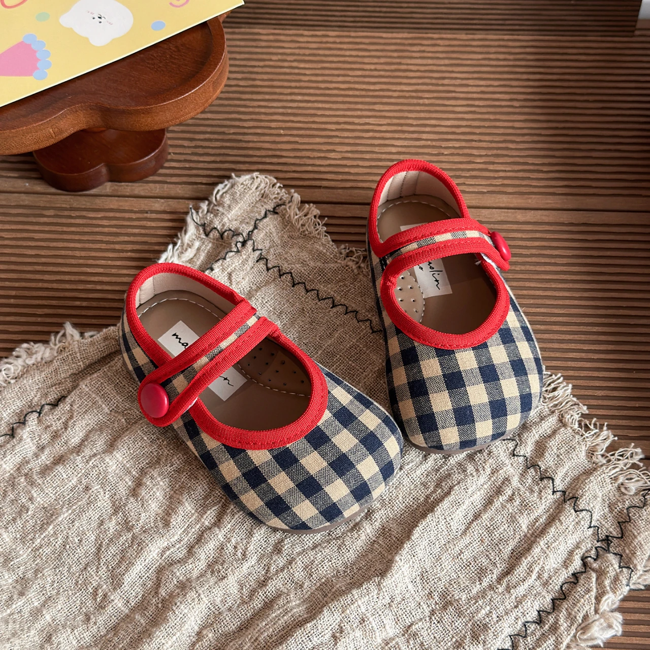 New Classic Plaid Girls Casual Shoes Shallow Hook Loop Flats For Toddler Kids Soft Sole Anti Slip Autumn Children Canvas Shoes