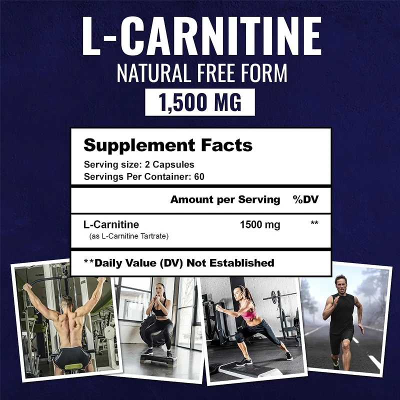 Premium L-Carnitine Tartrate Supplement - 1500 Mg - Boosts Natural Energy, Supports Metabolism and Fatigue, 120 Tablets Non-GMO