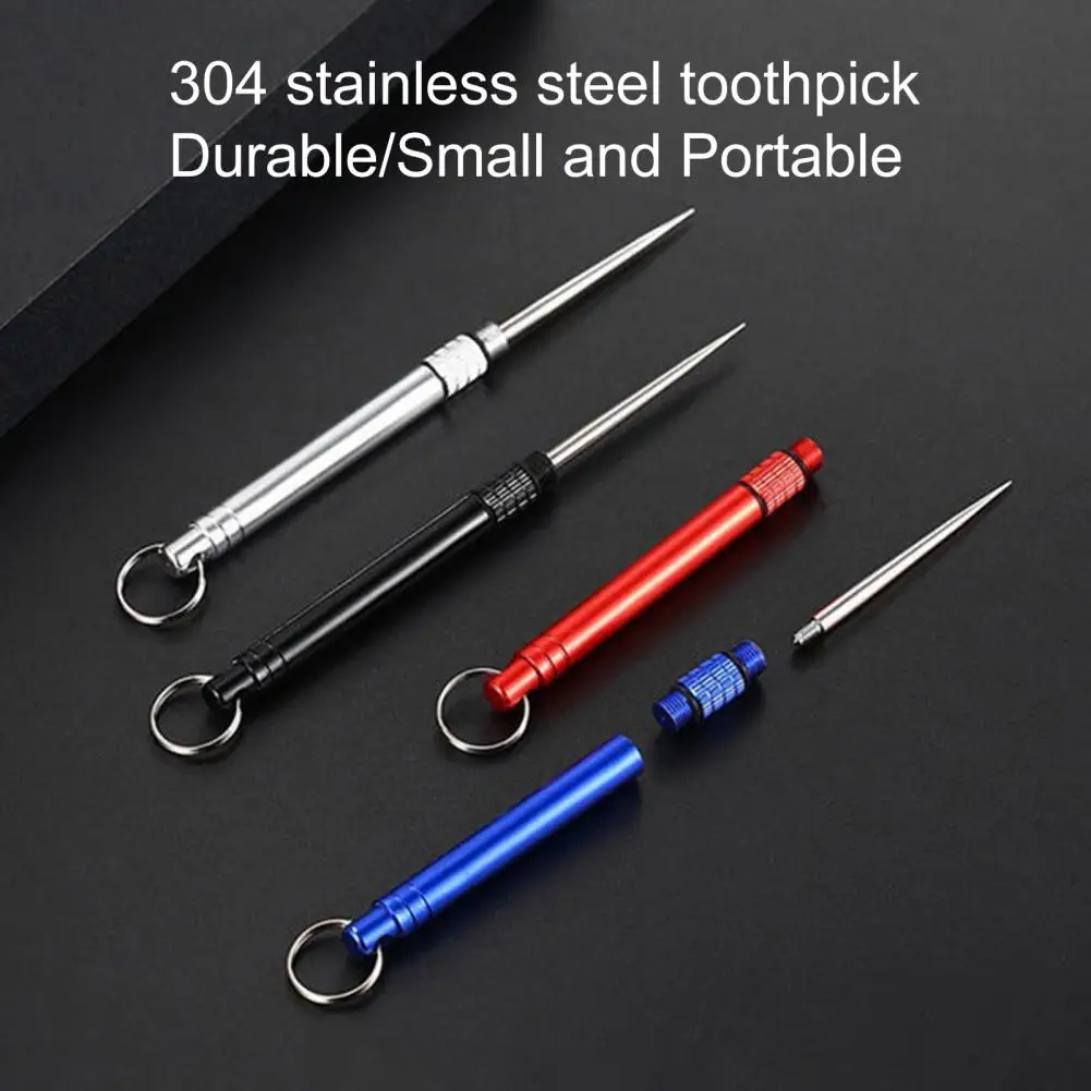 Toothpick Detachable Anti-blocking Teeth Hanging Keychain Fruit Pick Titanium Dental Pick Camping Tool Outdoor Supply Oral Care