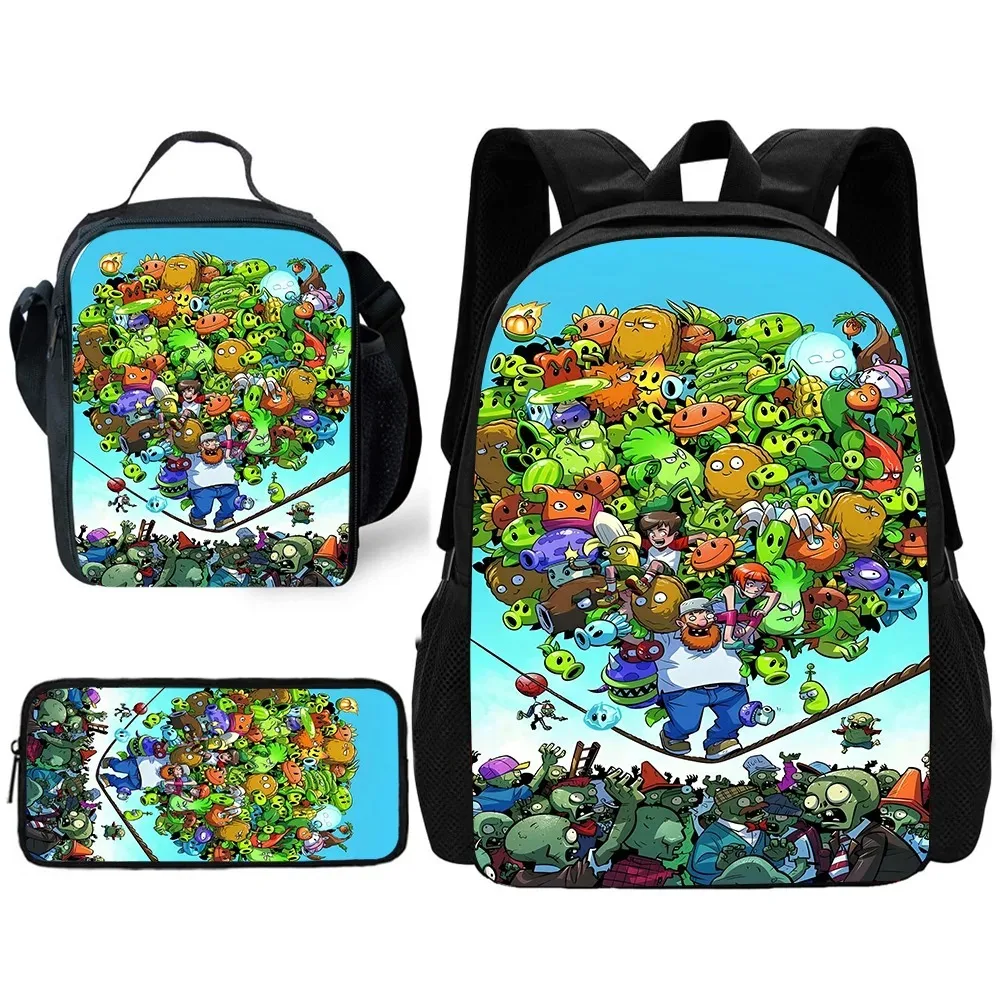 حقيبة ظهر مدرسية للأطفال من أجل-Z-Zom-bies-Plants مع حقائب غداء وأكياس أقلام رصاص وحقائب مدرسية للأولاد والبنات أفضل هدية