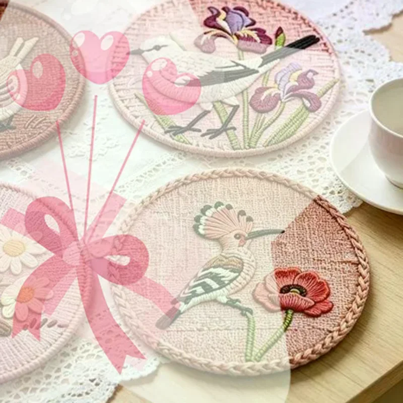 Imitation Woven Heat-insulating Coaster Placemat Round Style Anti-scalding Non-slip Home Dining Table Mat Creative Tea Mat