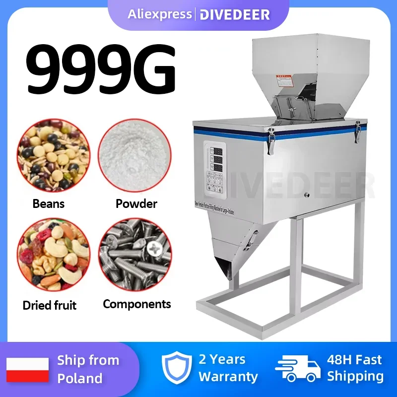 DIVEDEER 999G Granule Powder Filling Machine Automatic Weighing Machine Medlar Packaging Machine For Tea Bean Seed Particle 220V