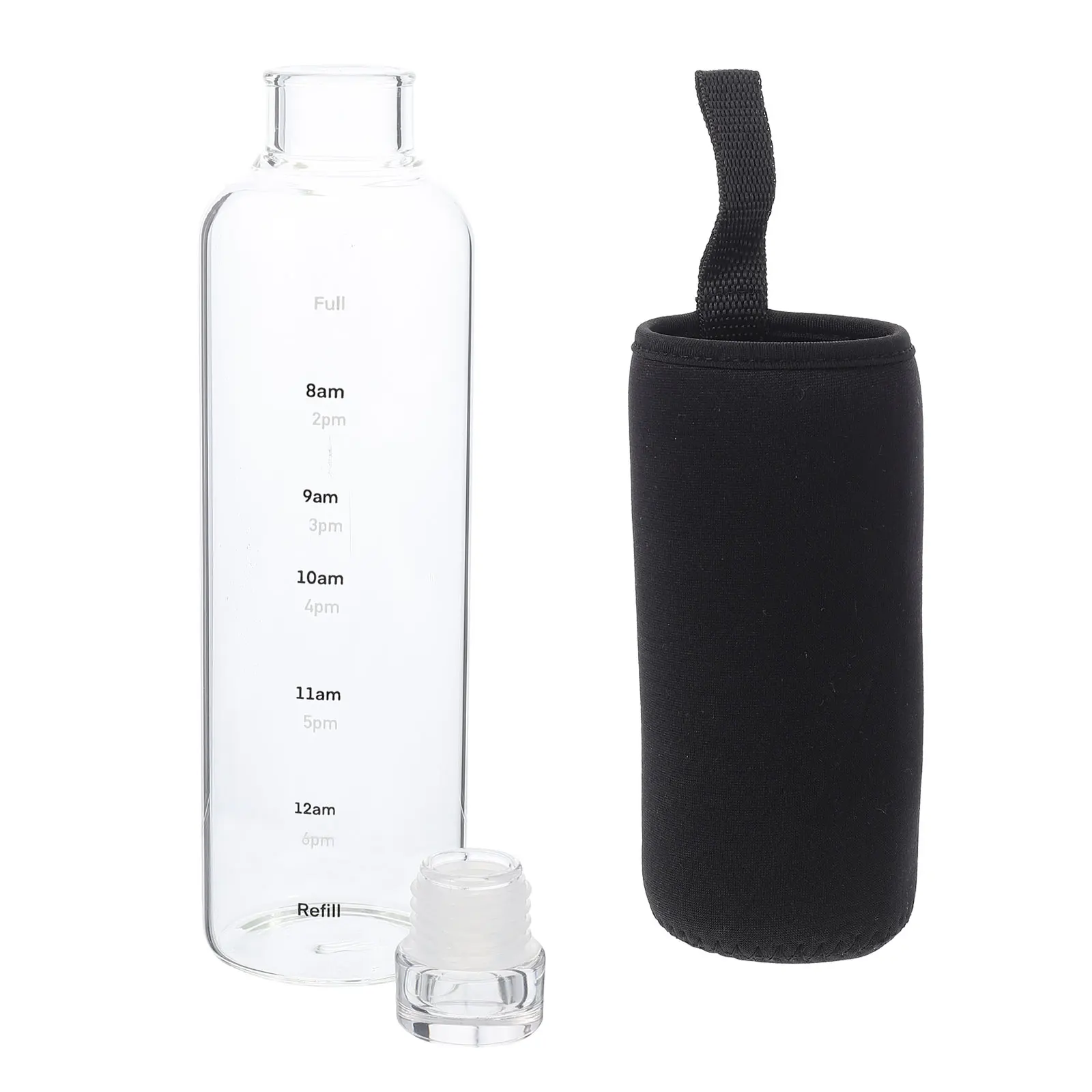 

Transparent Glass Water Bottle Practical Time Scale Creative Shape Smooth Edges Design for Beverages Juice Tea Fruit Tea