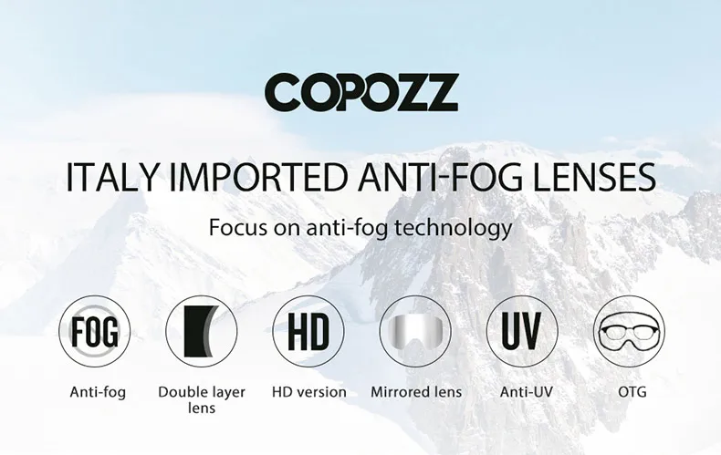 COPOZZ Zylindrische Skibrille für Männer und Frauen, Doppelschicht-Snowboardbrille für Erwachsene, Anti-Beschlag UV400 Skate-Skibrille – Detail 1