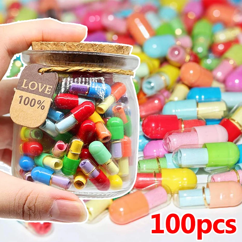 300/100pcs Message Capsule Transparent Mini Love Pill In A Bottle Capsule with Blank Notes Wedding Party Favors Valentine's Gift