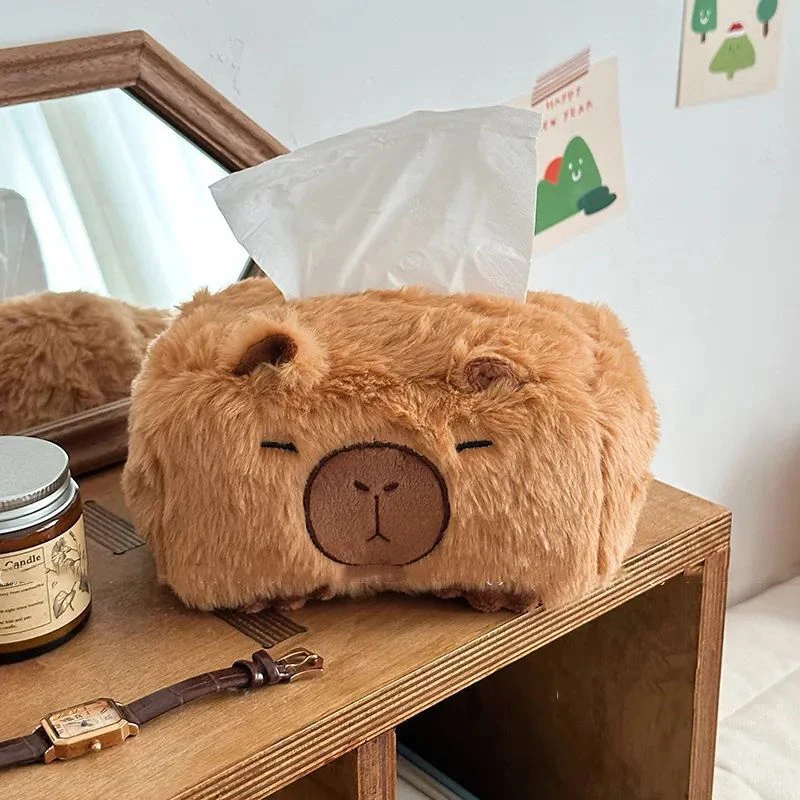 Caixa de tecido capivara de pelúcia dos desenhos animados design criativo caixa de papel bonito decoração para casa para amigos aniversário presentes de natal