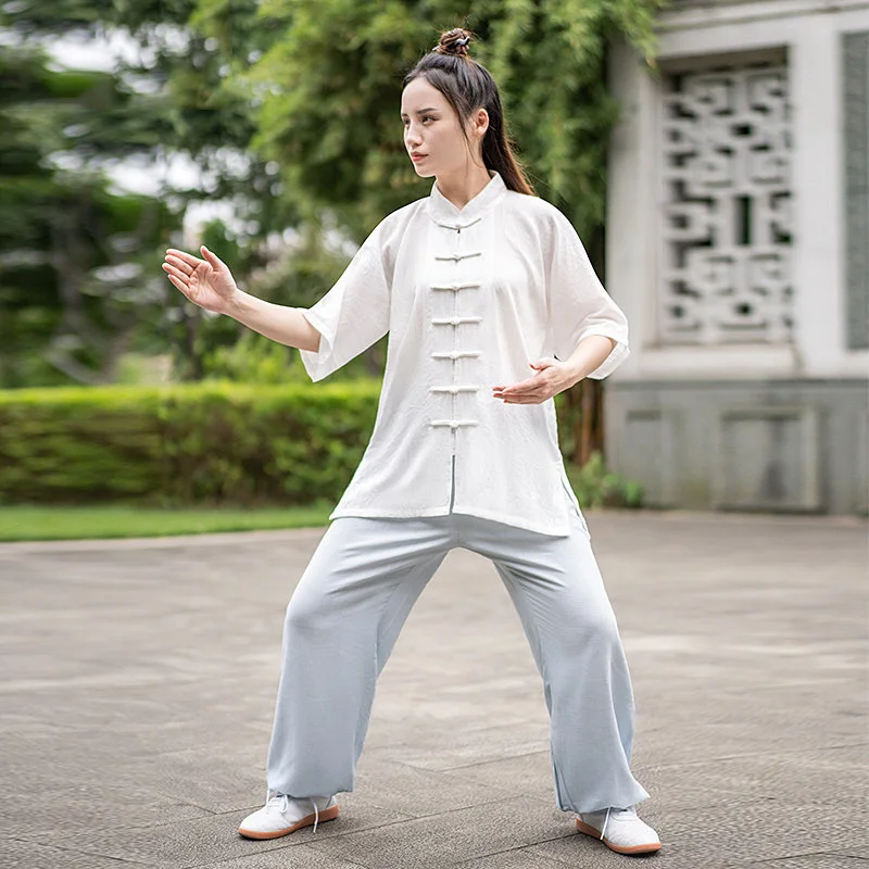 Women's Cotton Linen Tai Chi Uniform 2026 - Martial Arts Competition Group Performance Long Sleeve Set