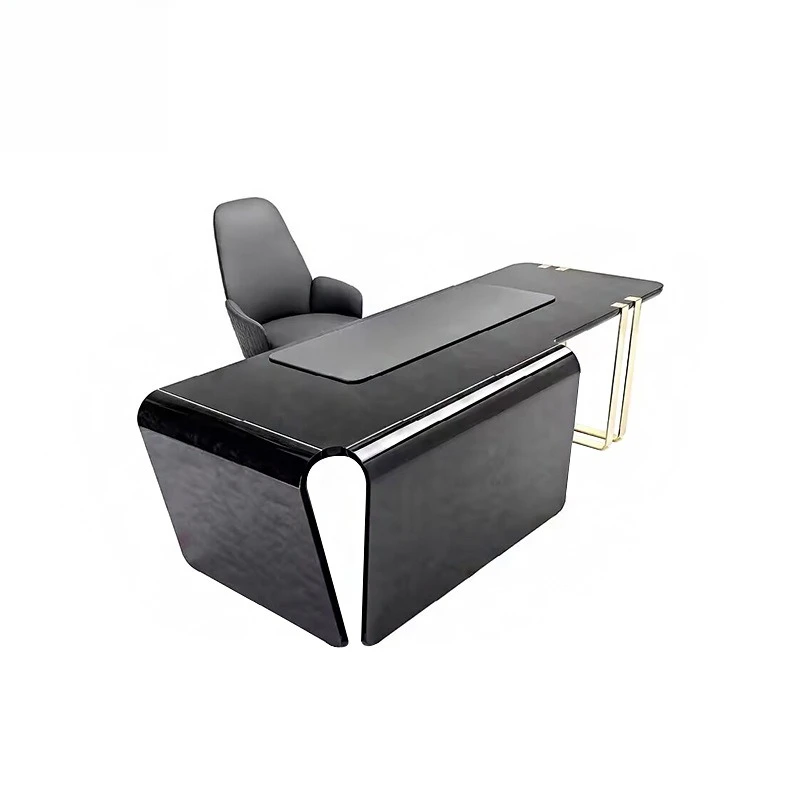 مكتب طلاء من الخشب الصلب الفاخر، طاولة مكتب فيلا فاخرة على شكل خاص #5