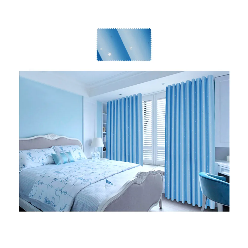 100x135cm Sky Blue Modern Blackout Window Curtains Sun Blocking Privacy Drapes for Bedroom Living Room Kitchen Hall Furniture