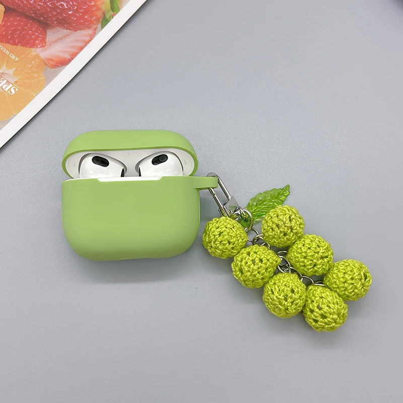 インかわいいミンク毛玉キーホルダーapple airpods 3ケースカバーのための液状シリコーンソフトイヤホンケースairpods 1 2プロカバーボックス