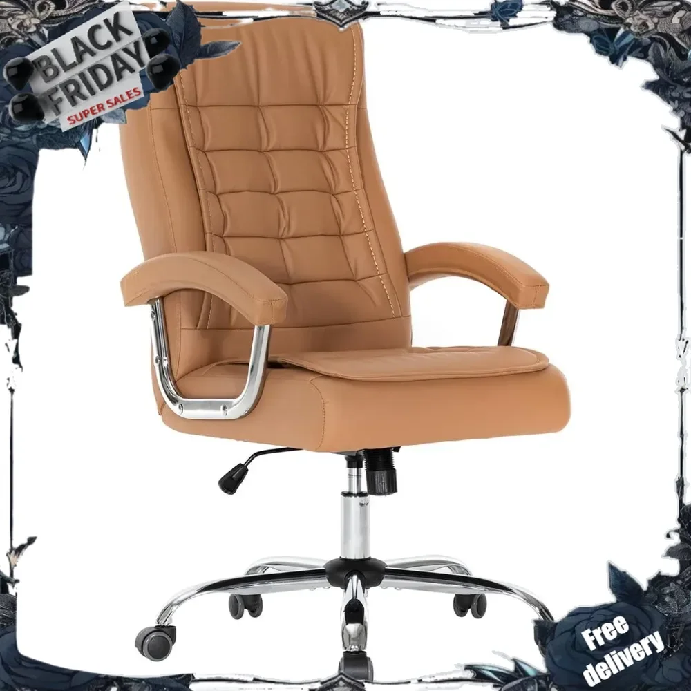 

Executive Office Chair Adjustable Leather Chair High Back Swivel Office Desk Chair with Padded Armrest 350lbs Load-Bearing