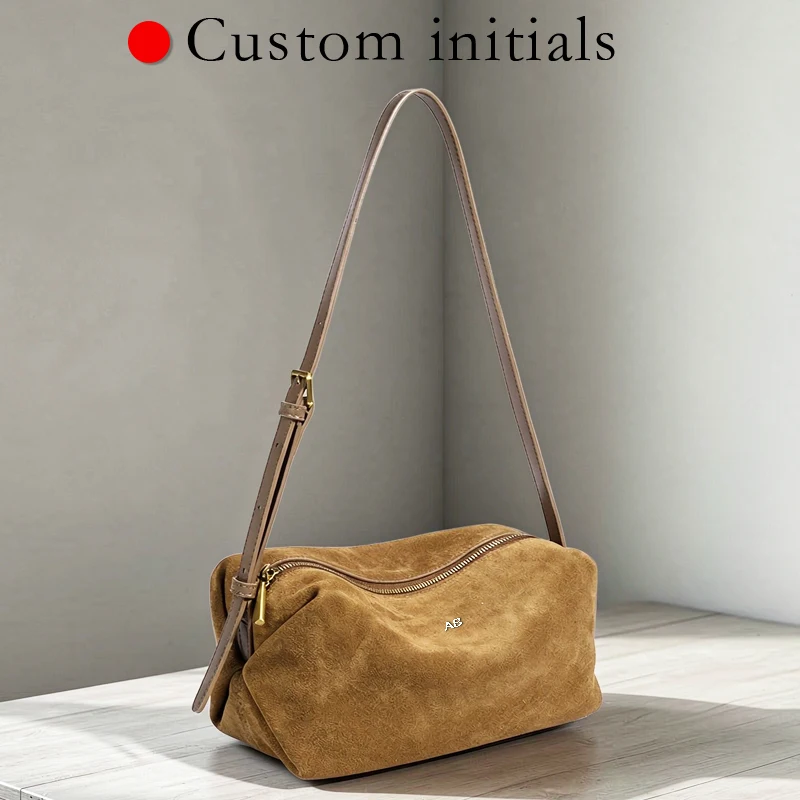 Customize Initials Leather Pillow Bags For Women Luxury Designer Handbags And Purses 2026 New In Suede Cowhide Underarm Shoulder
