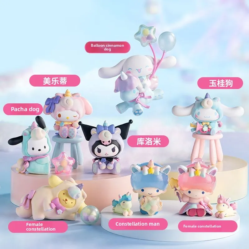 Śliczna kreskówka Sanrio My Melody Kuromi Cinnamoroll Purin Fantasy Paradise Series Blind Box Motherland Version Figurka Prezent świąteczny