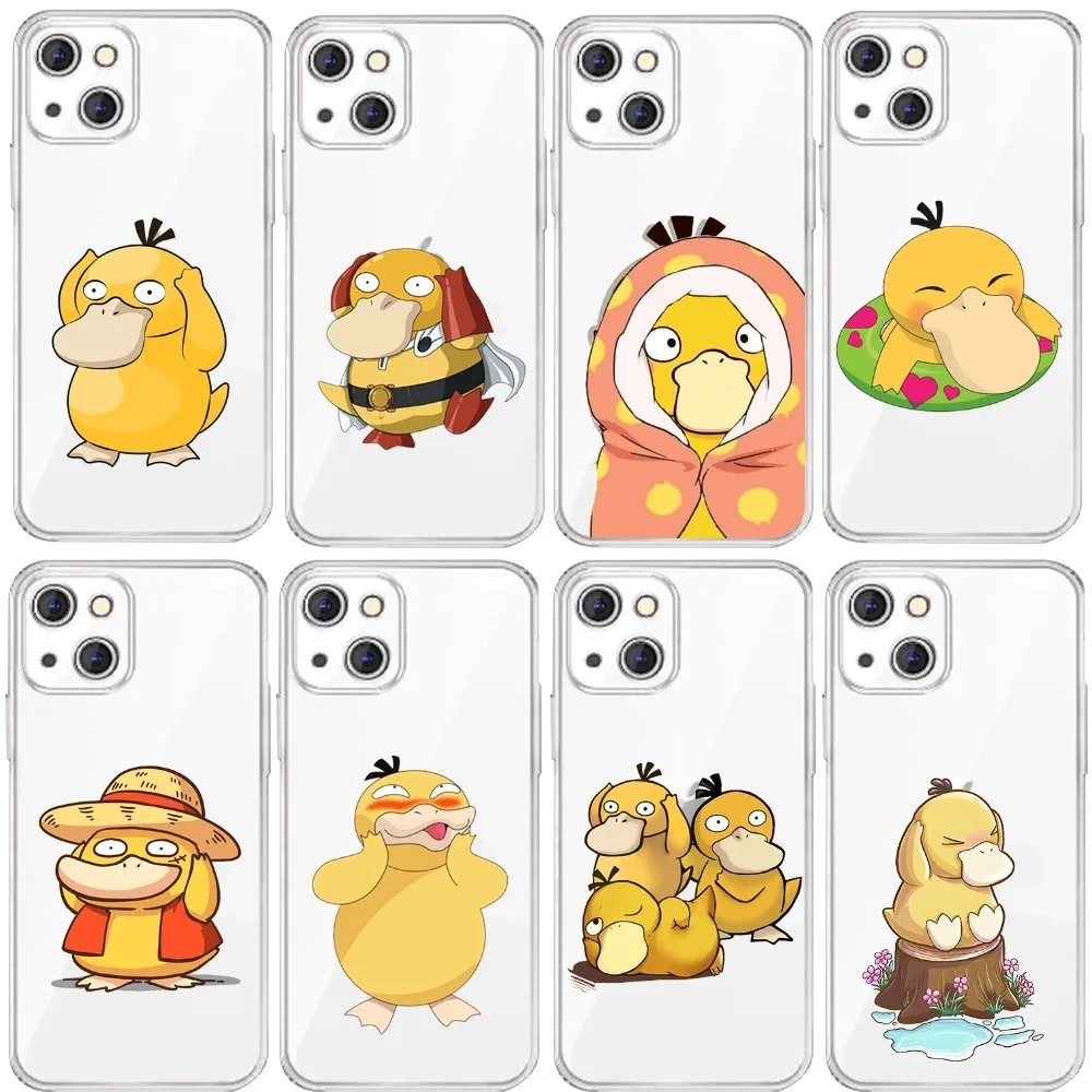 Cute P-Psyduck Phone Case For Iphone 15 11 13 14 Pro Max 7 8 Plus X Xr Xs Max Se2020 12mini Transparent Cover