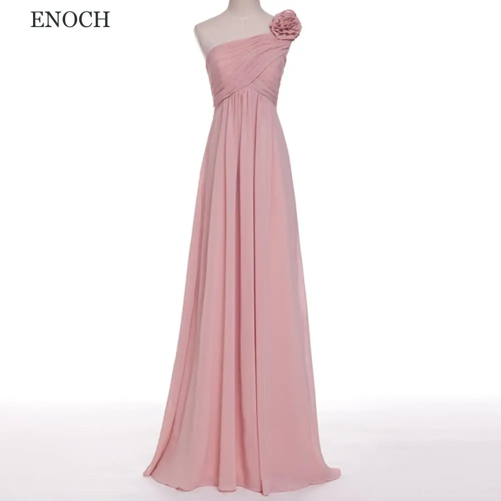 

ENOCH Simple One Shoulder Chiffon Bridesmaid Dresses Sleeveless Backless With Flower Party Dresses Custom Made Vestidos De Gala