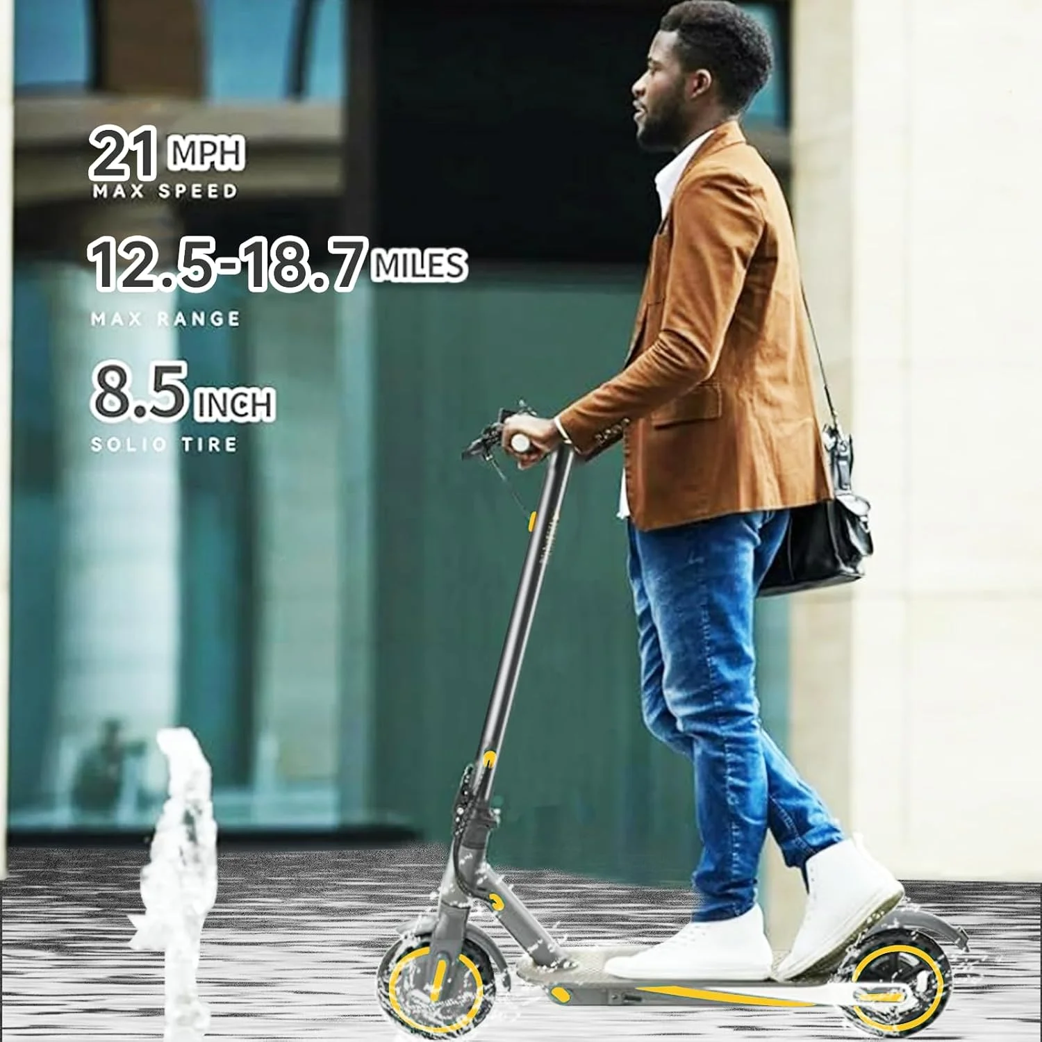 8.5 Inch 350W Motor Foldable Electric Scooter for Adults, Top Speed of 21 MPH,21 Miles Ranges