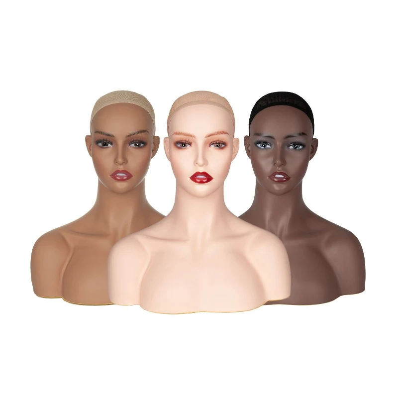 

Afro Female Mannequin Head with Shoulders Realistic Wig Hat Display Stand