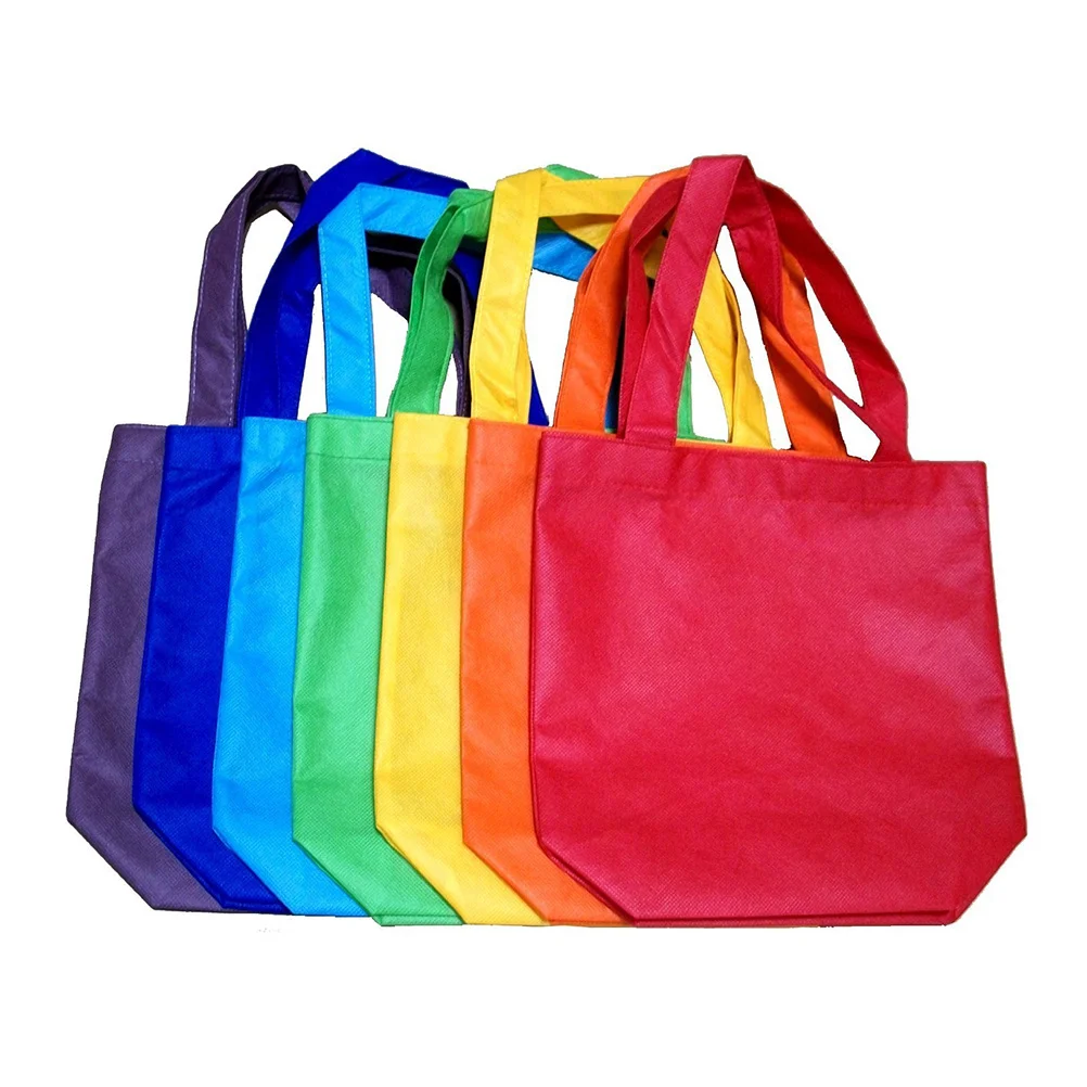

7pcs Non-Woven Tote Bags 7 Colors Lightweight Reusable Shopping Grocery Carrier For Party Favors Crafts School Projects